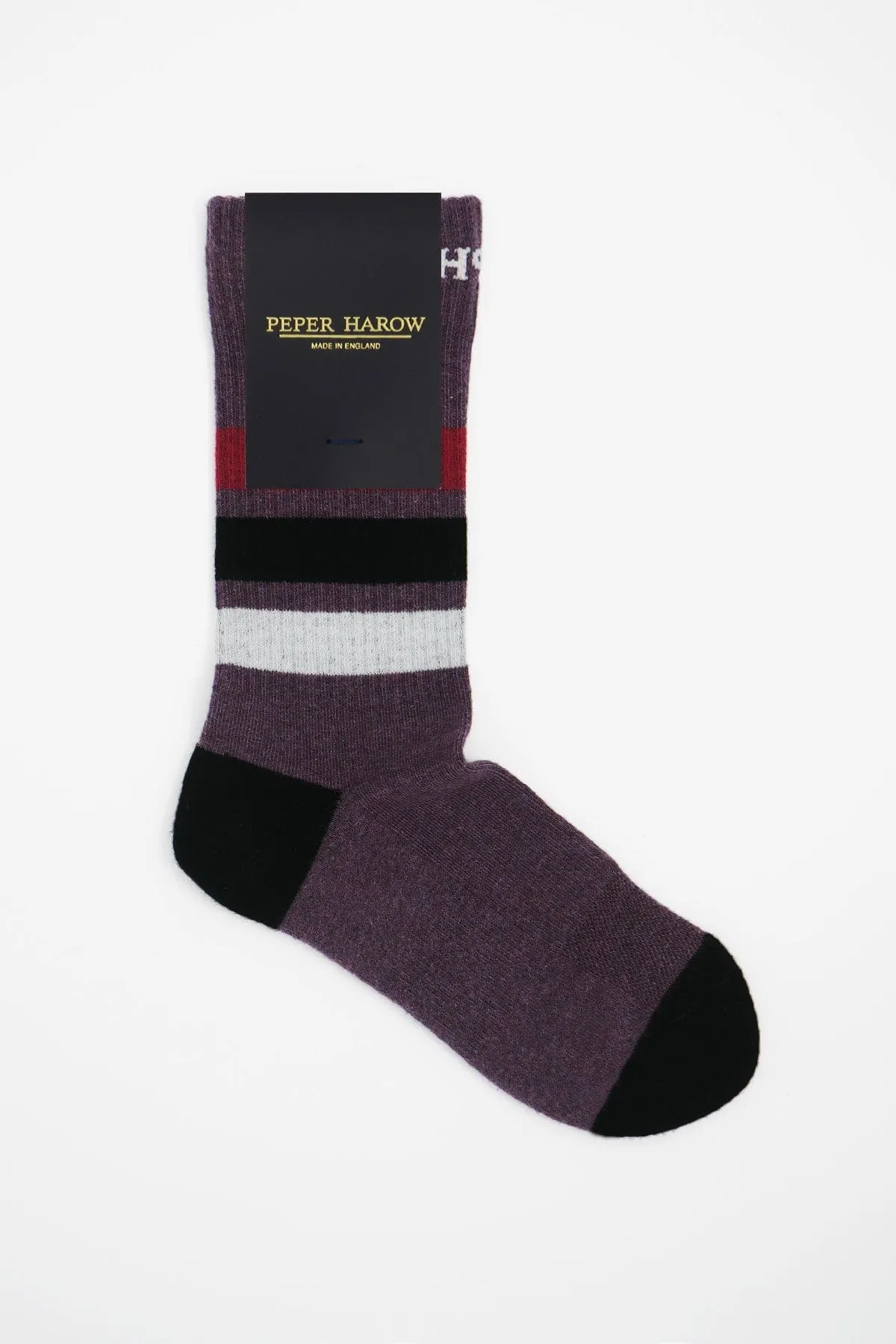 Striped Men's Organic Cotton Trainer Socks | Mauve