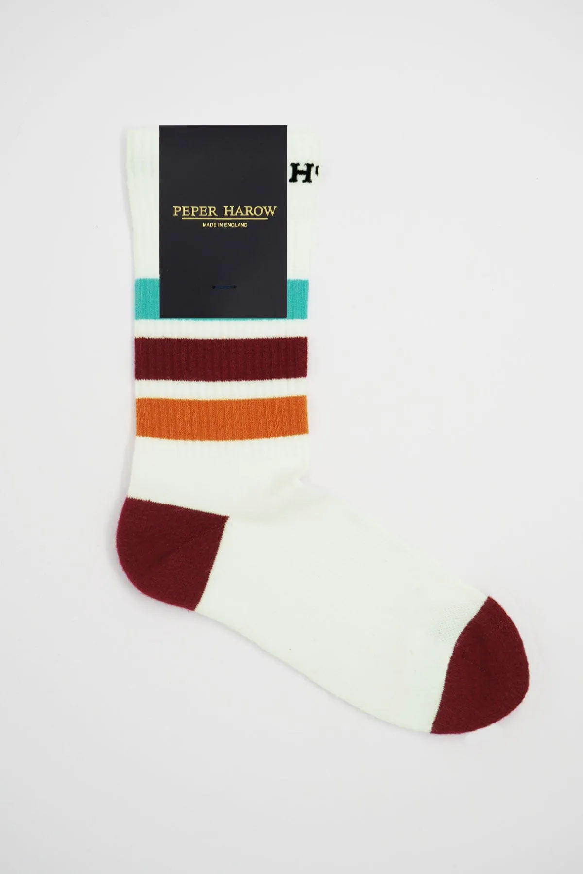 Striped Men's Organic Cotton Trainer Socks | White