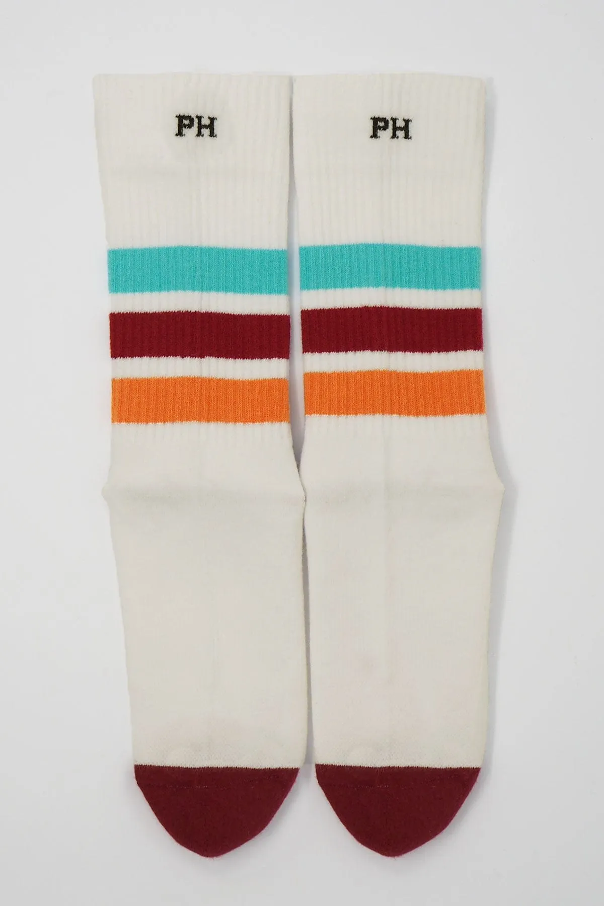 Striped Men's Organic Cotton Trainer Socks | White