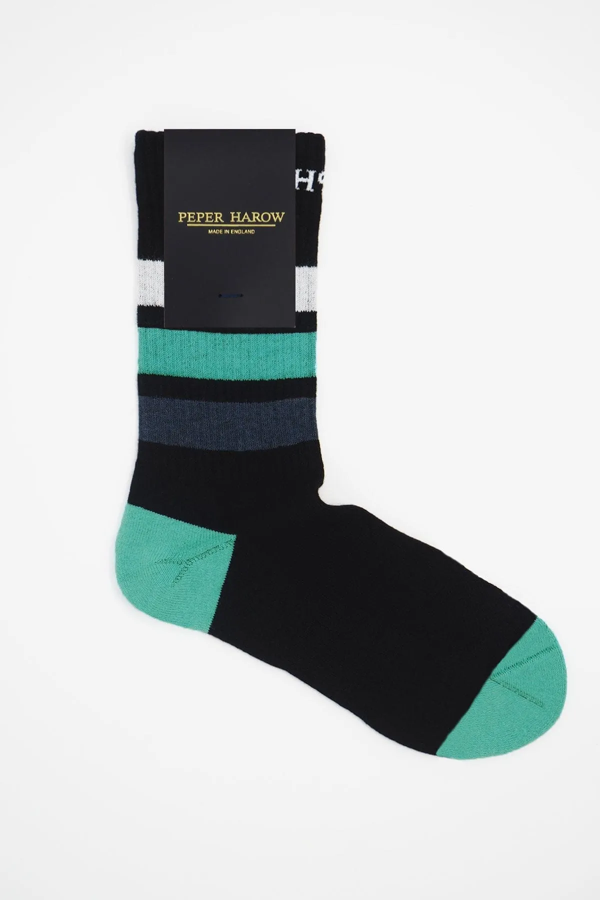 Striped Women's Organic Cotton Trainer Socks | Black
