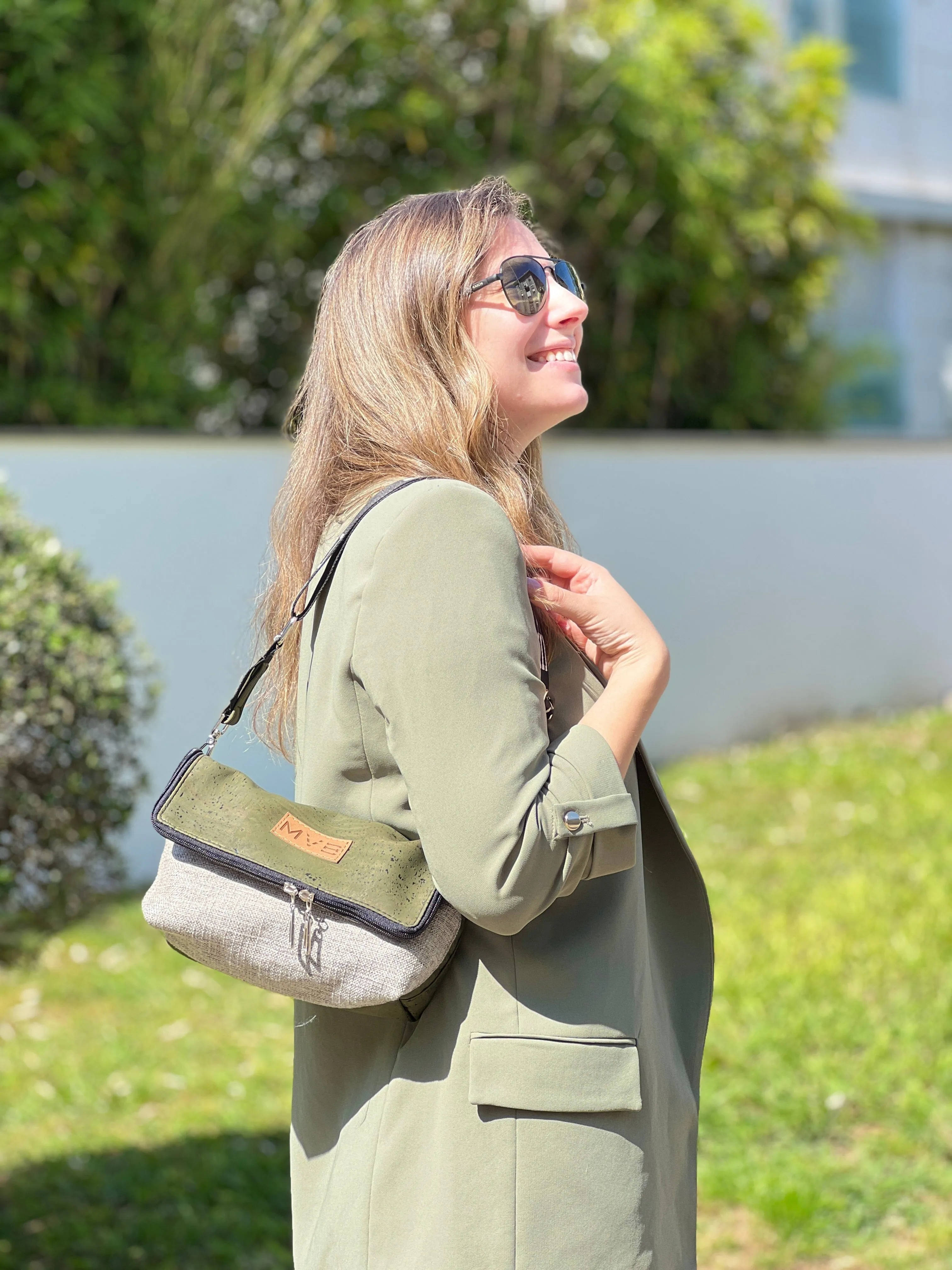 Summer Canvas & Cork Vegan Crossbody Flop Bag | Soft Earth
