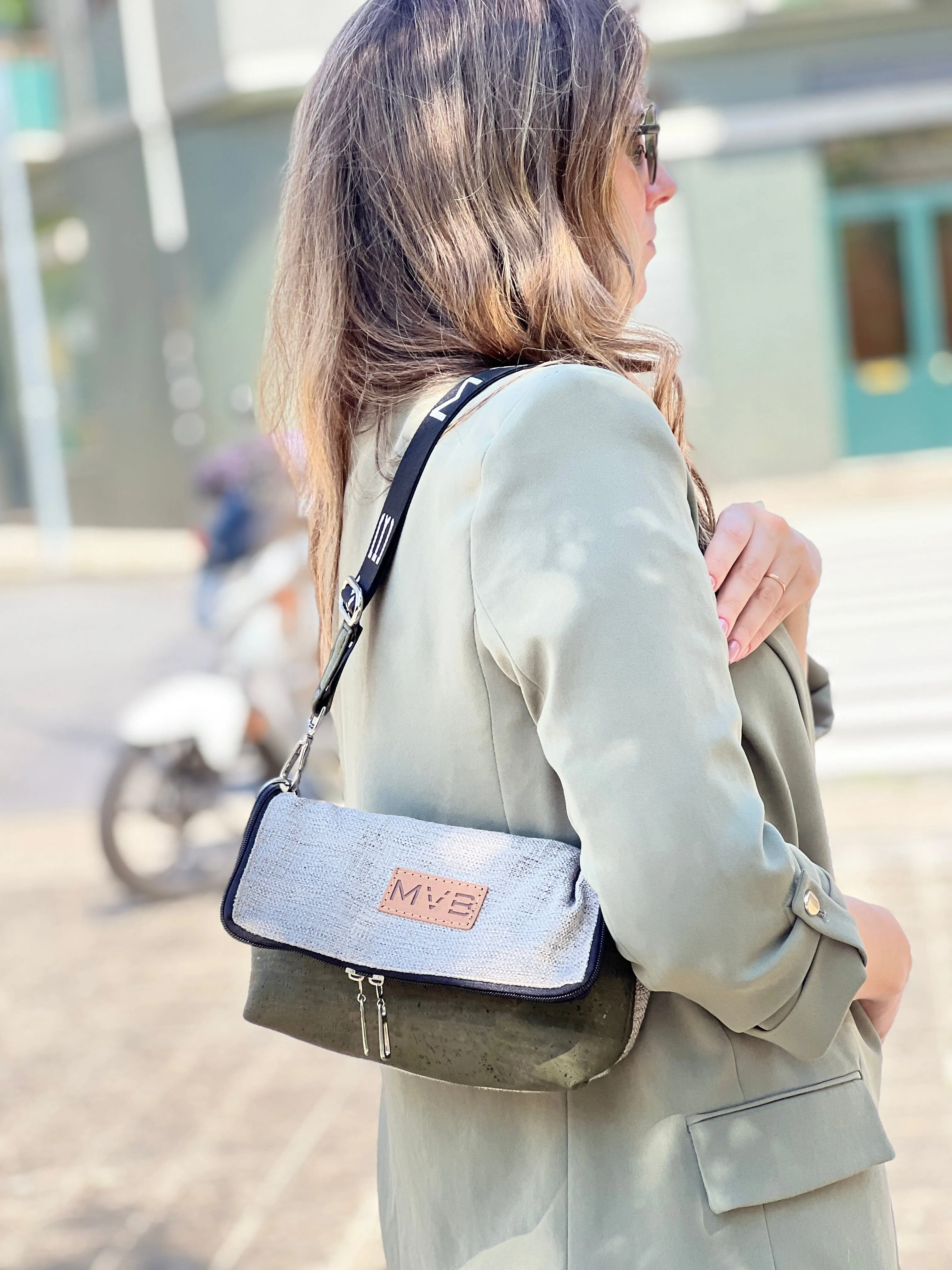 Summer Canvas & Cork Vegan Crossbody Flop Bag | Soft Earth