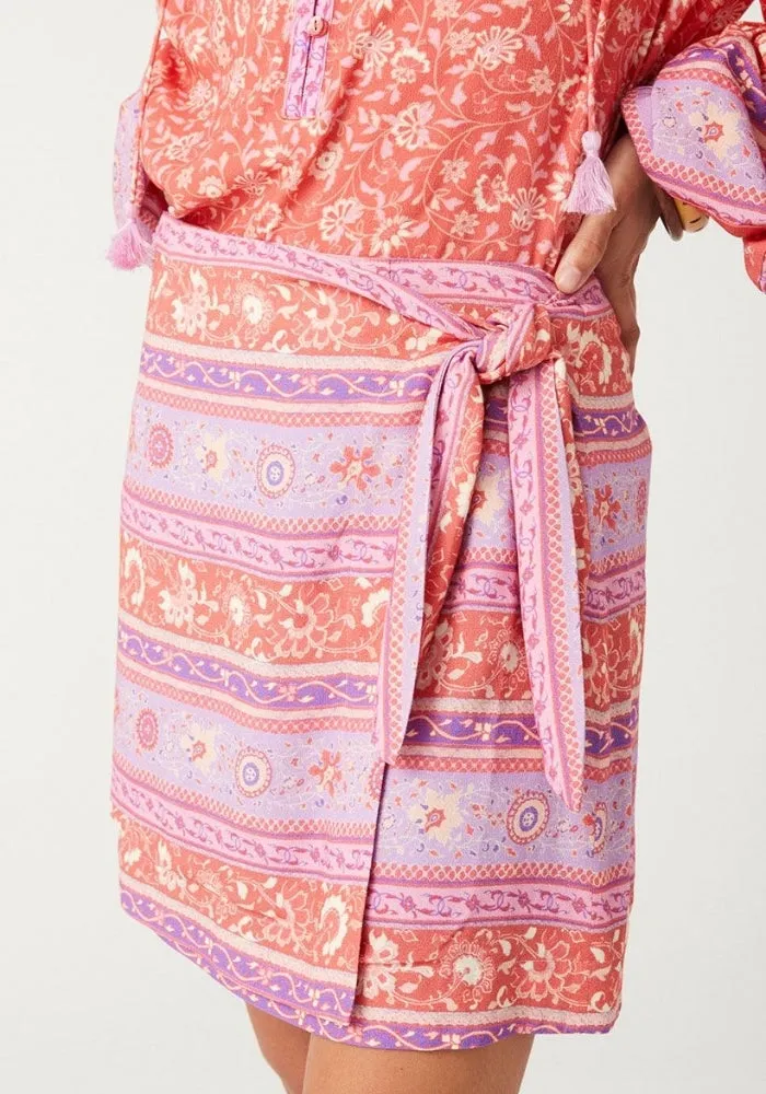Sunshine Bandit Wrap Mini Skirt - Cayenne