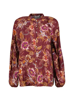 Suzanne LENZING™ ECOVERO™ Woodland Print Floral Blouse | Colour Garnet