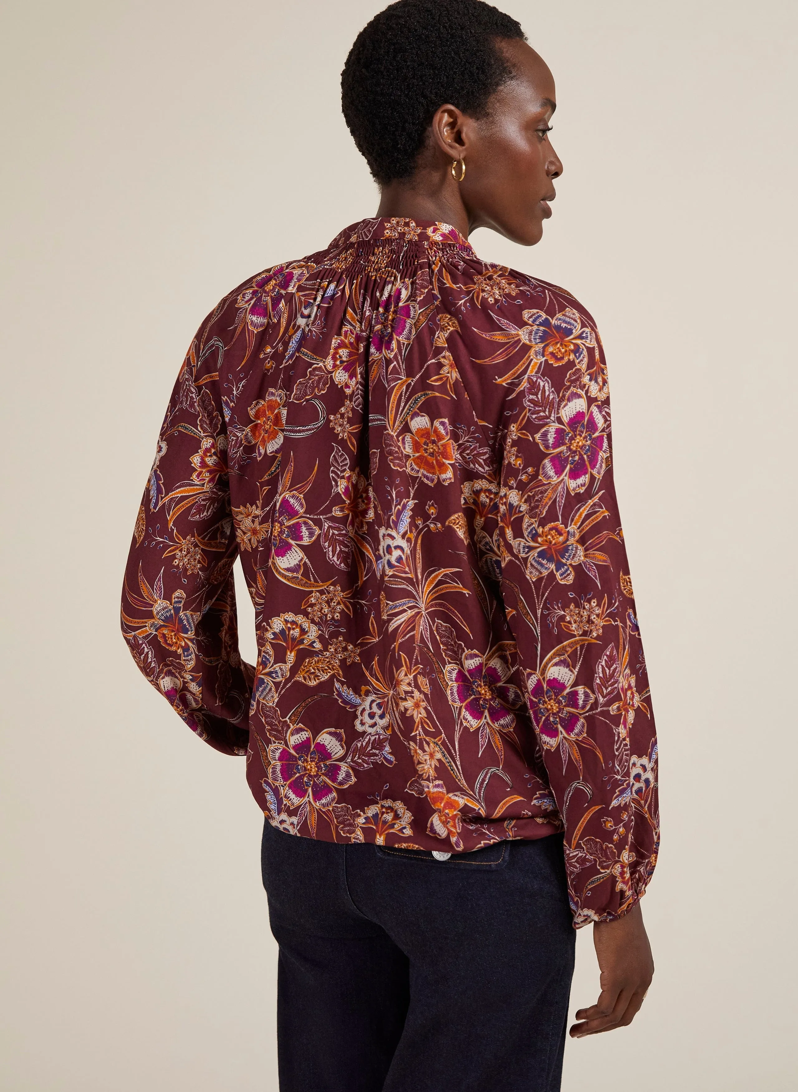 Suzanne LENZING™ ECOVERO™ Woodland Print Floral Blouse | Colour Garnet