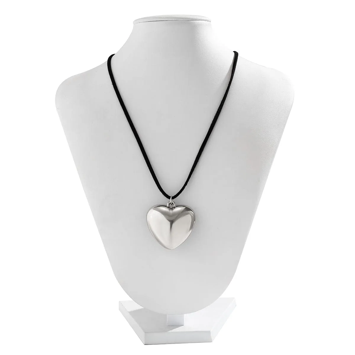 Velvet Cord String Heart Pendant Necklace