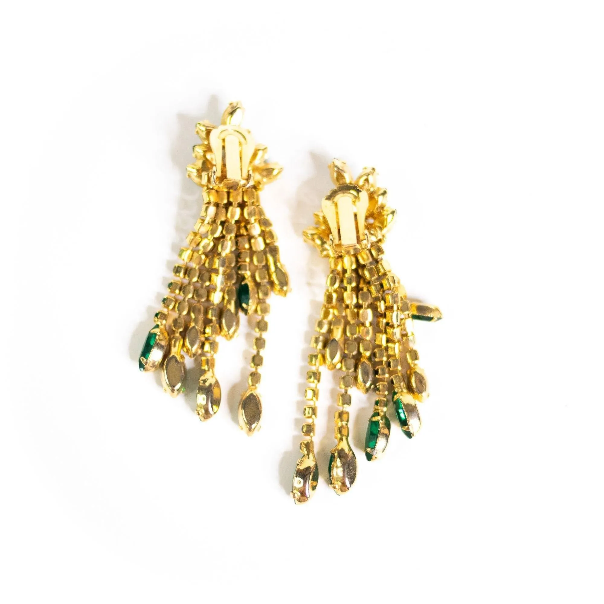 Vintage Green Rhinestone Statement Earrings