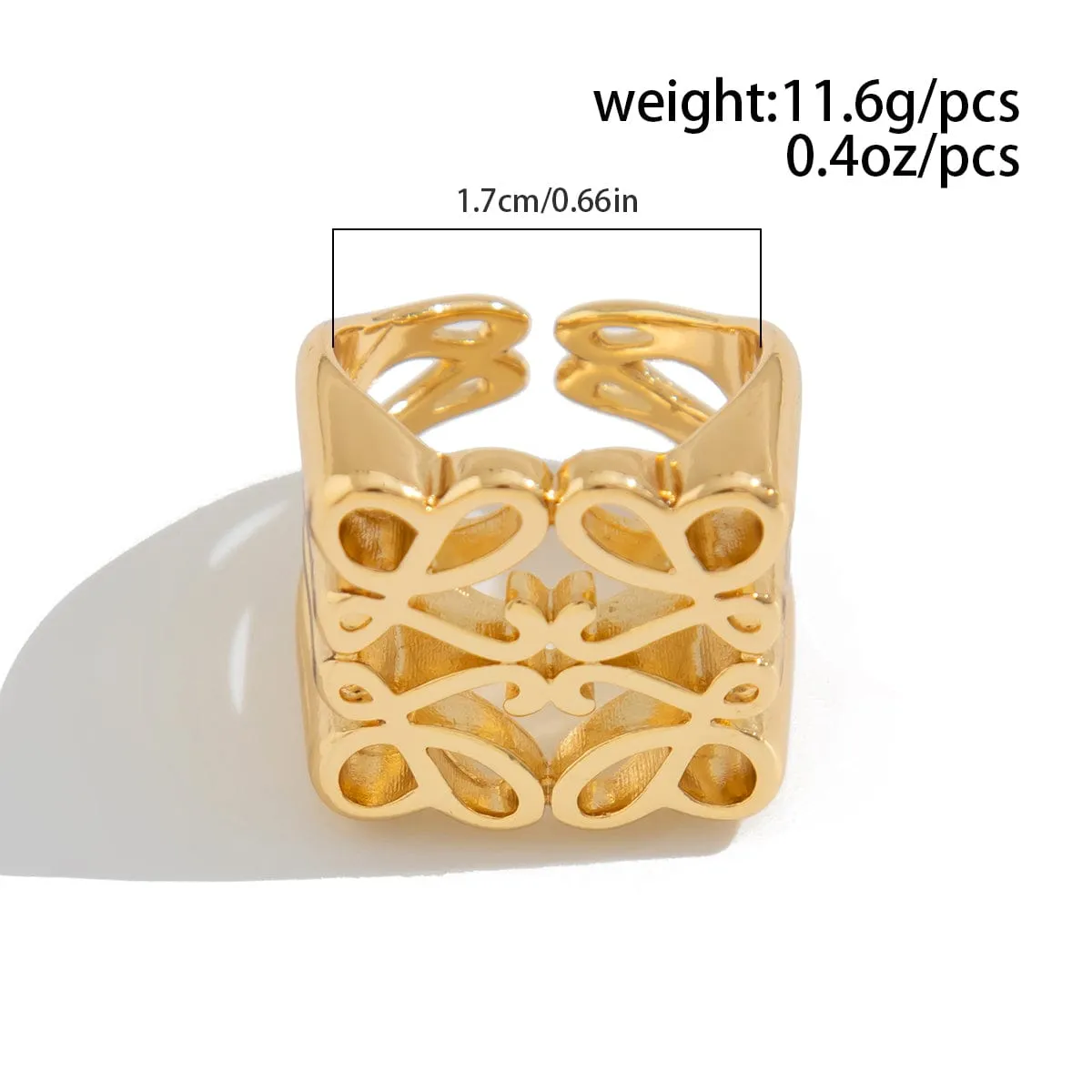 Vintage Hollow Pattern Square Open Ring