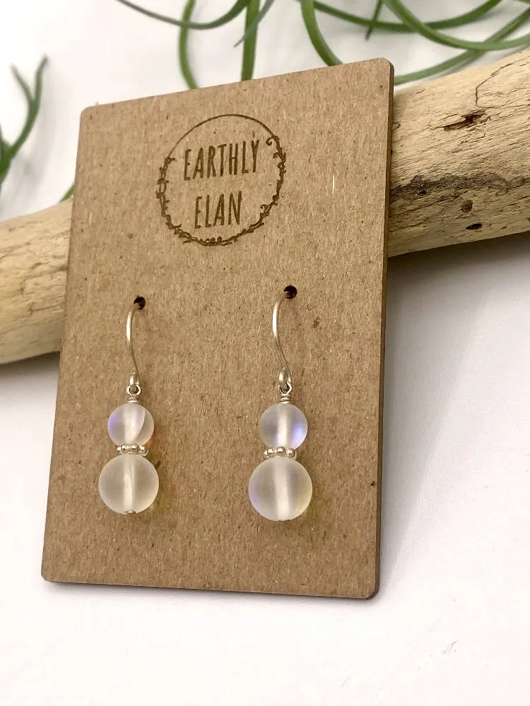 White Aura Quartz Earrings