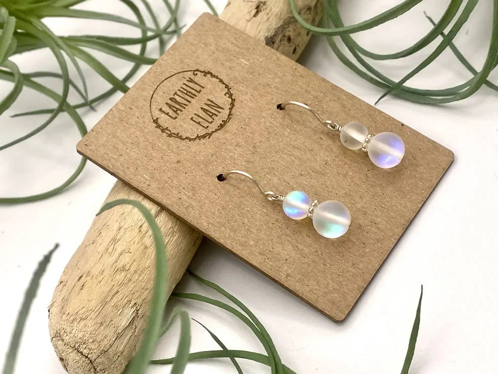 White Aura Quartz Earrings