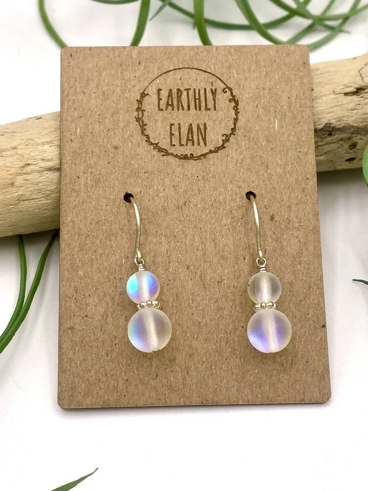 White Aura Quartz Earrings