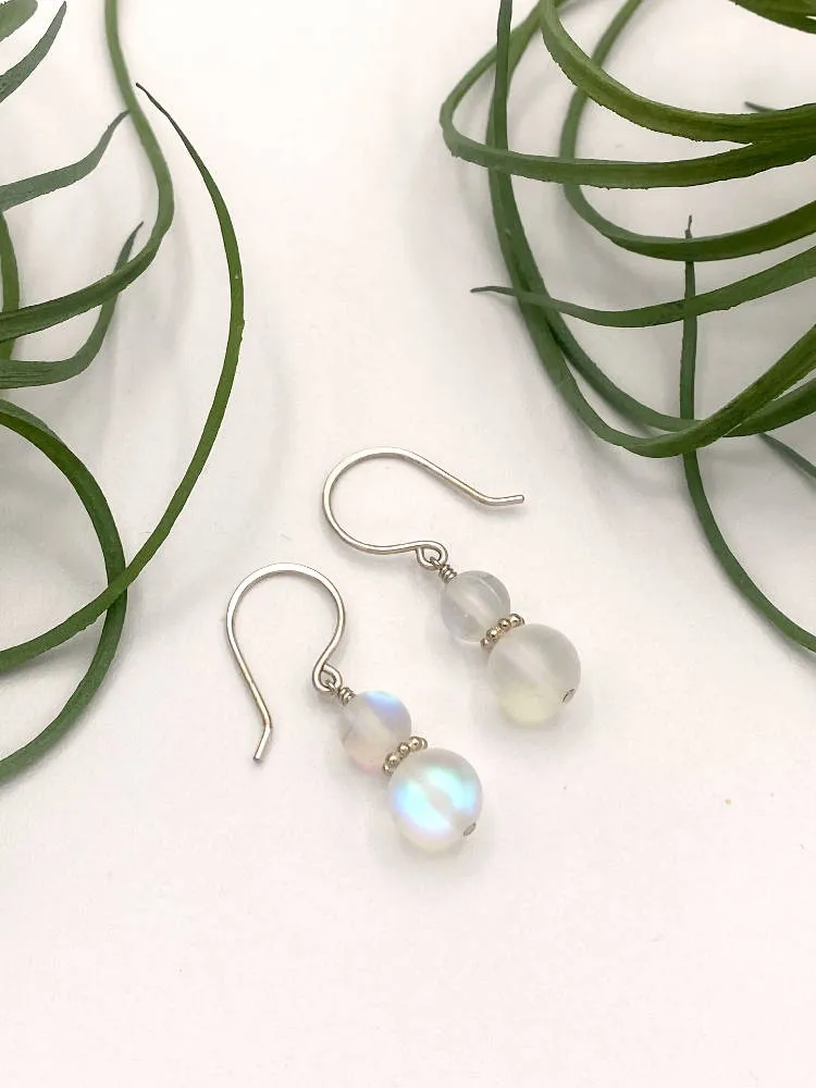 White Aura Quartz Earrings