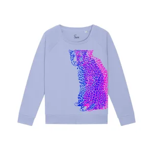 Women's Graphic Sweatshirt | Double Neon Leopard on blue