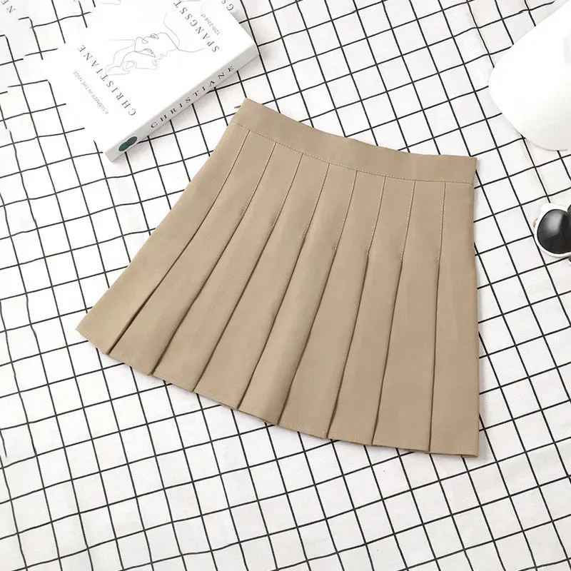 Women's High Waist Pleated Mini Skirt