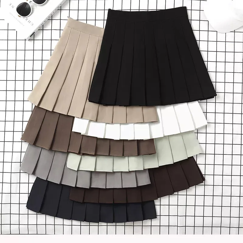Women's High Waist Pleated Mini Skirt