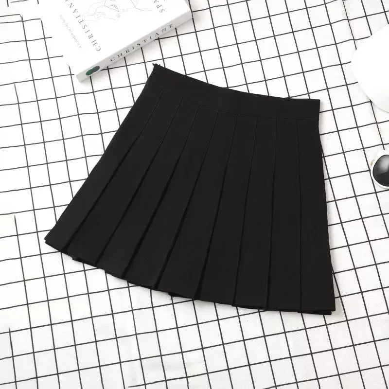 Women's High Waist Pleated Mini Skirt