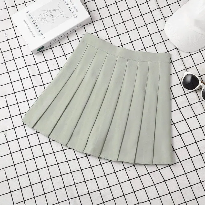 Women's High Waist Pleated Mini Skirt