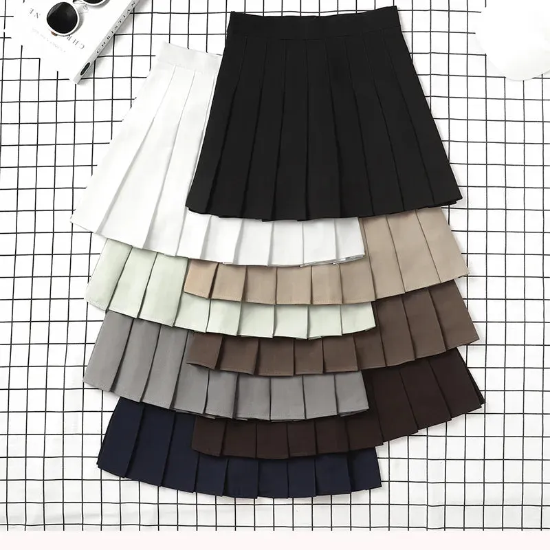 Women's High Waist Pleated Mini Skirt