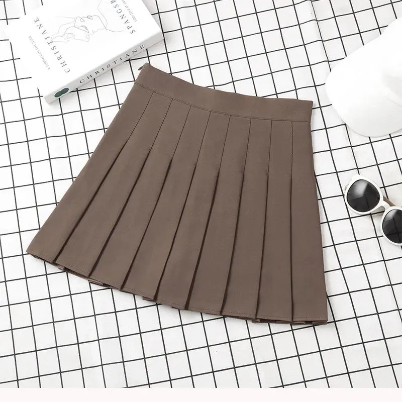 Women's High Waist Pleated Mini Skirt