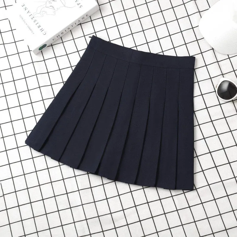 Women's High Waist Pleated Mini Skirt