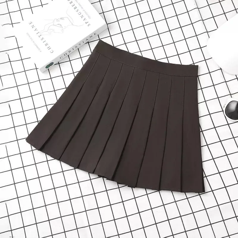 Women's High Waist Pleated Mini Skirt