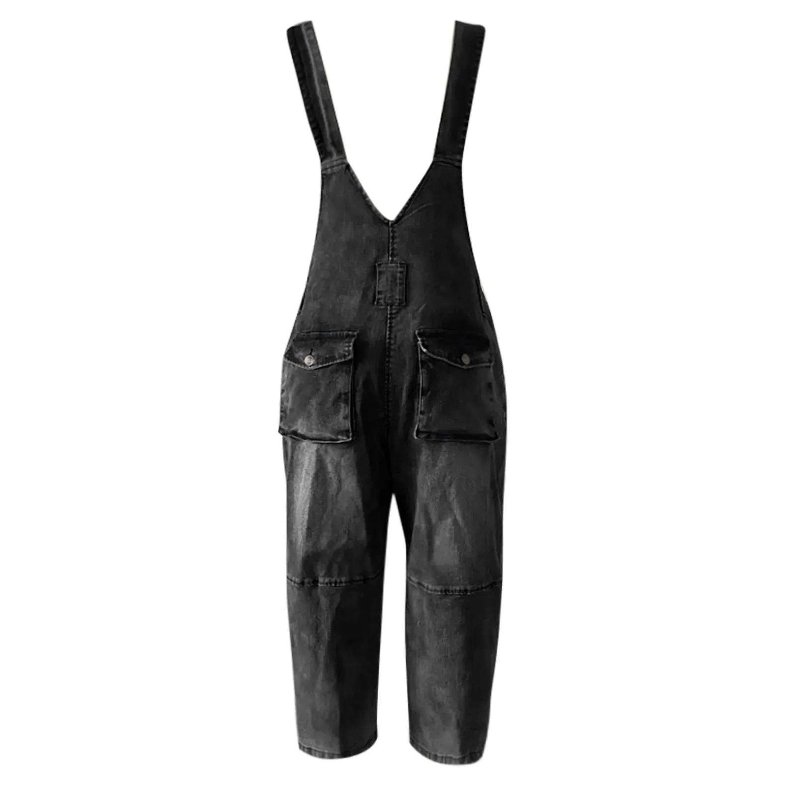 Women'S Pocket Washed Denim Overalls European American Large Size Button Strap Backpack Shorts Casual Womens Jeans Overalls