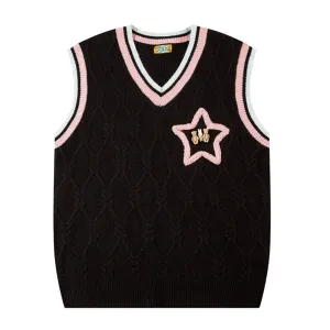 Women's Preppy Style Star Embroidered Knit Vest