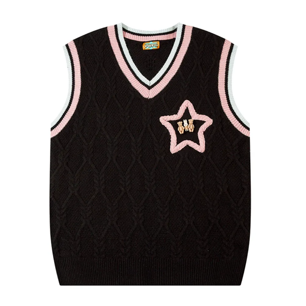Women's Preppy Style Star Embroidered Knit Vest