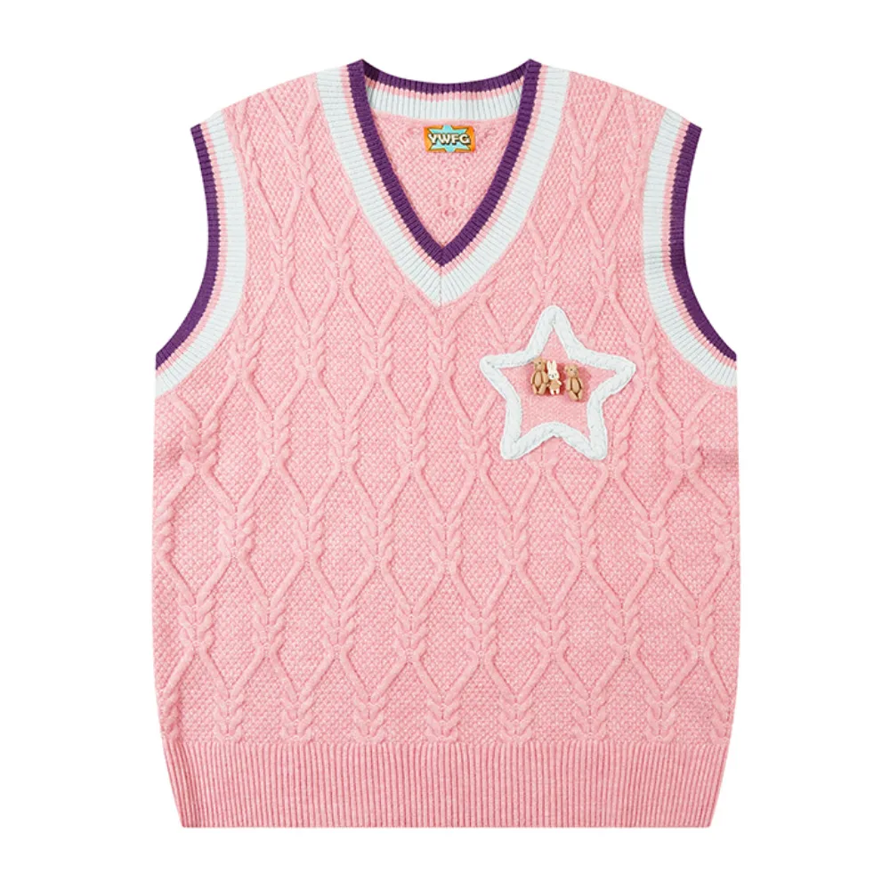 Women's Preppy Style Star Embroidered Knit Vest