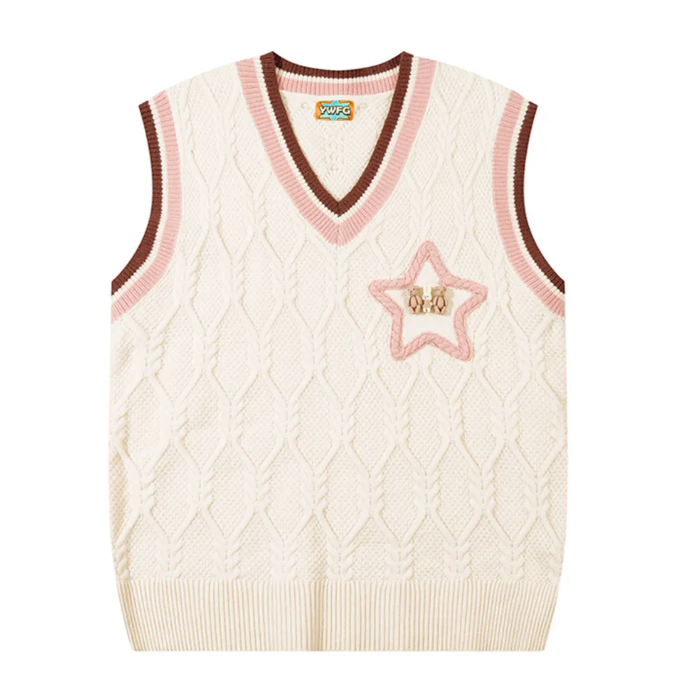 Women's Preppy Style Star Embroidered Knit Vest