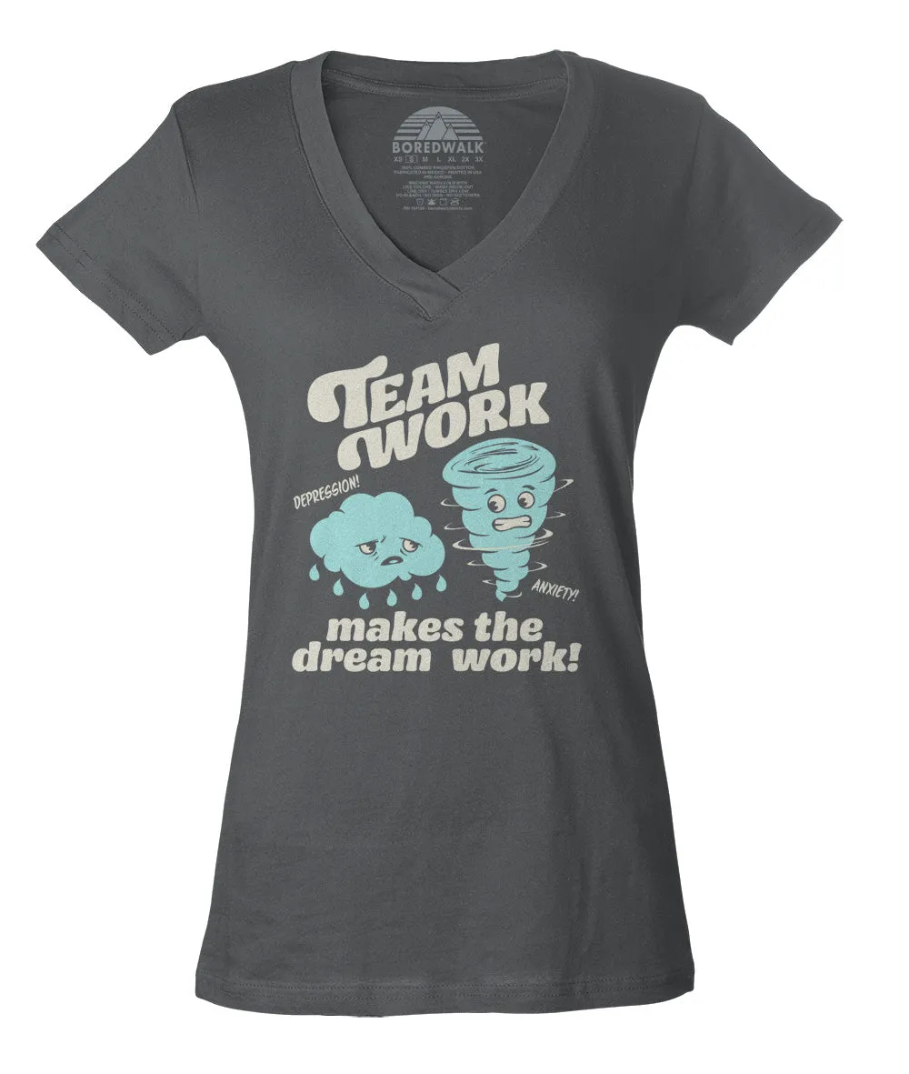 Women's Team Work Makes the Dream Work Vneck T-Shirt