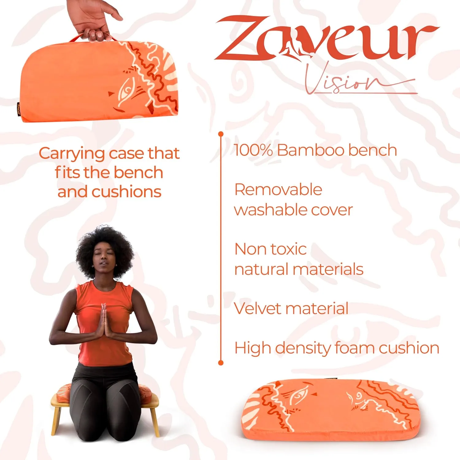 Yoga Chair Prayer Bench for Deeper and Longer Meditation - Orange