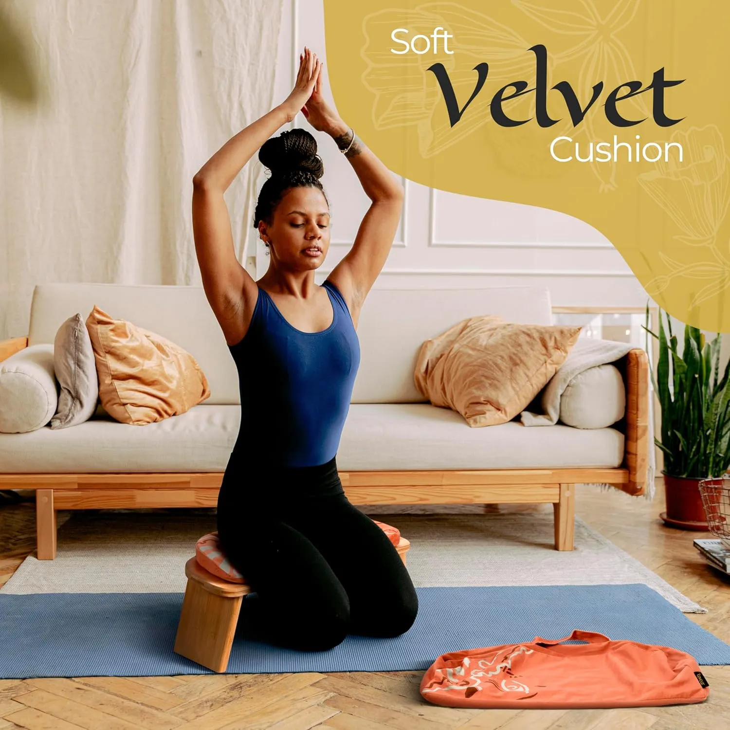 Yoga Chair Prayer Bench for Deeper and Longer Meditation - Orange