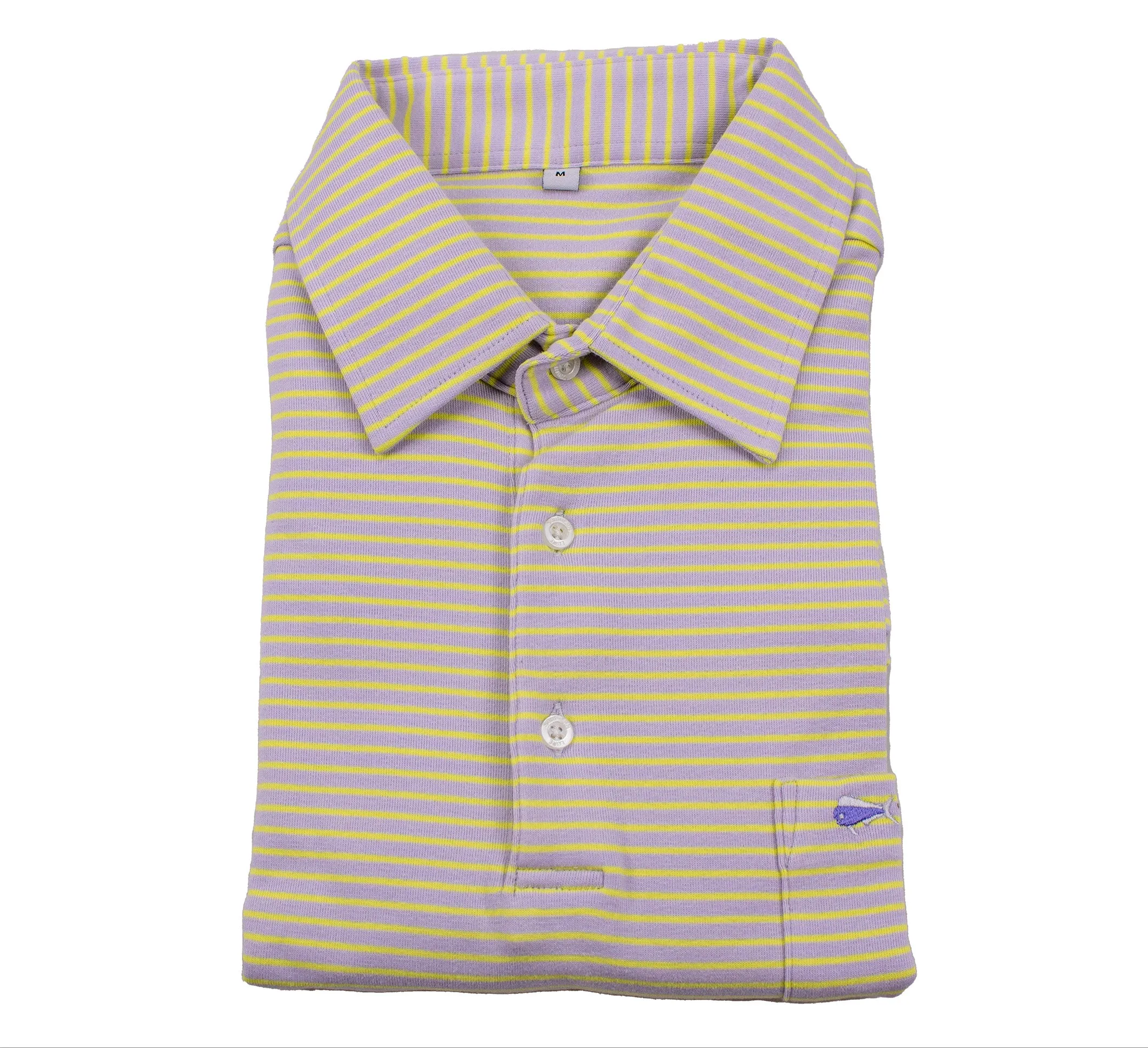 Youth Short Sleeve Cotton Polo Shirt - Lavender Lily Stripe