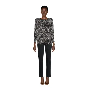 YVES SAINT LAURENT Ysl Black White Silk Print Blouse Top, 1970s